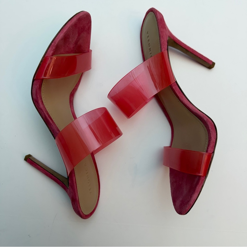 Veronica Beard Asha Pink Translucent Strapped Sandal Heels,Size 8.5 (fit like 8) - Picture 5 of 8